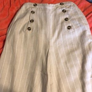 NWT Striped linen culottes pants